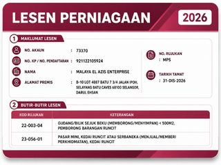 Lesen Perniagaan Malaya El Azis Enterprise